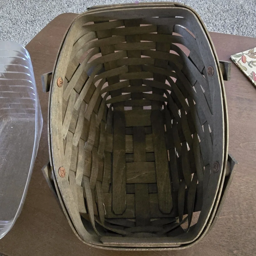 Longaberger Small Vegetable Basket Green Brown Autumn Path Liner‎ & Protector